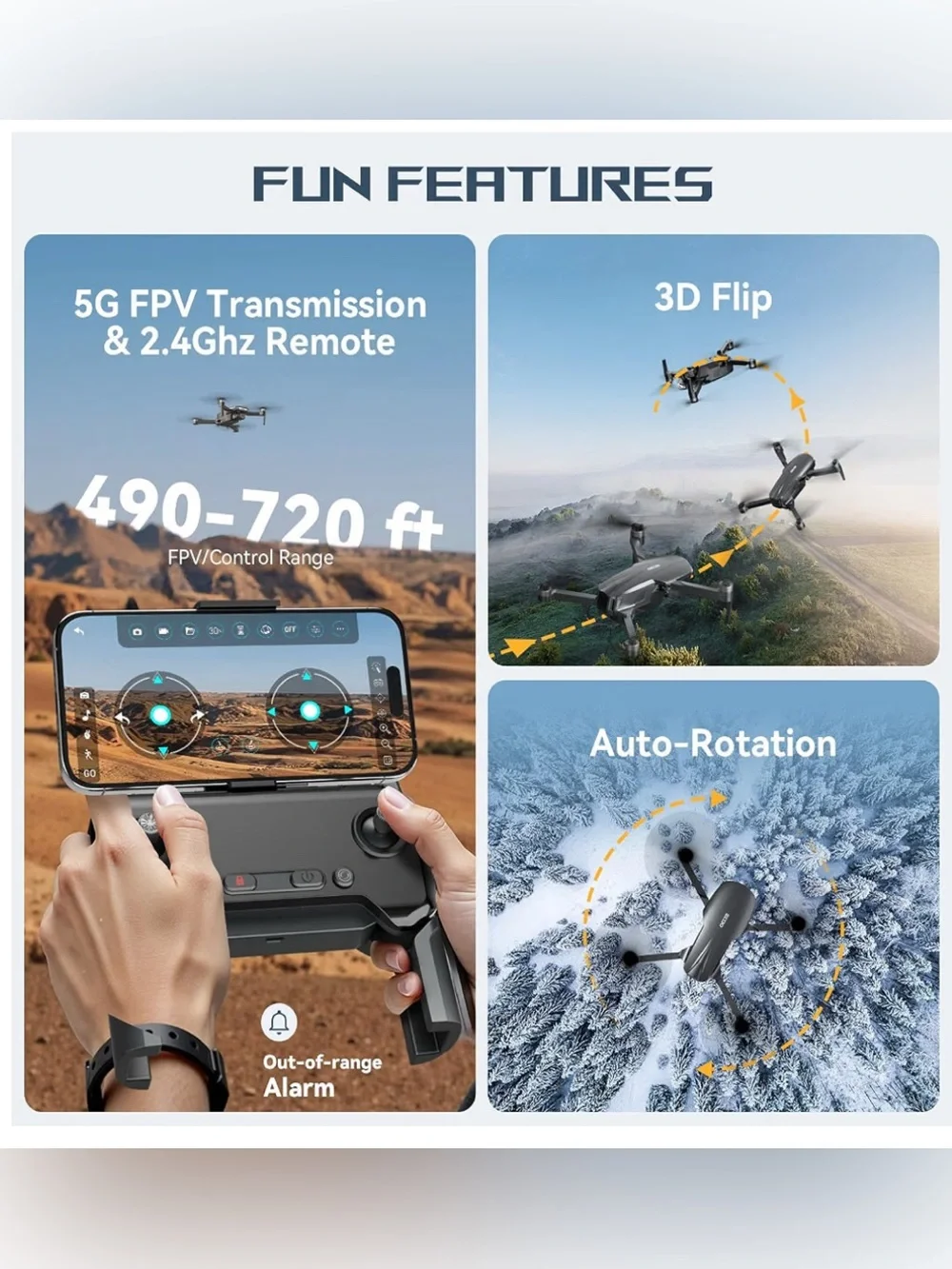 NEW - Drone with Camera for Adults 4K,Brushless Motor,5G FPV,Optical Positioning